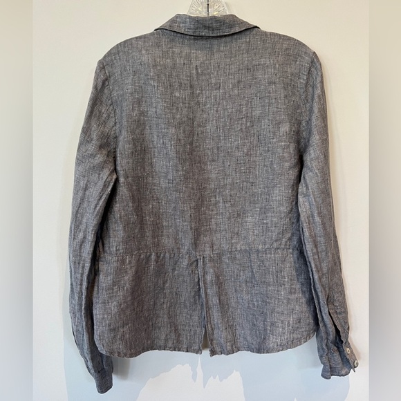 Saks Fifth Avenue Linen V-neck Tunic. Gray size small - Picture 2 of 6